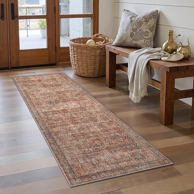 GENIMO 2x7 Runner Rugs for Hallway, Machine Washable Non Slip Vintage Rugs by GENIMO
