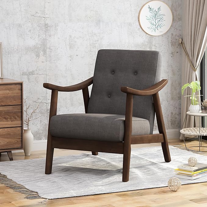 Ball & Cast Accent Chair Wide Armrest Mid-Century Lounge Living Room Chairs - Image 3