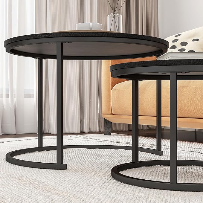 Round Coffee Table Set of 2 End Tables - Image 6