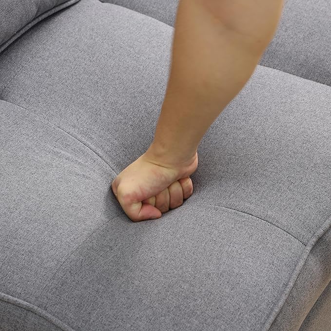 Convertible Ottoman Sofa with Storage, Modern Sackcloth Futon Couch with 2 - Image 8