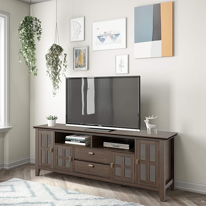 SIMPLIHOME Artisan SOLID WOOD 72 inch Wide Transitional TV Media Stand in - Image 2