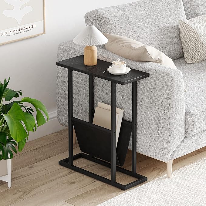 Yusong Small Narrow Side Table for Small Spaces, 17.7" W Slim End Table - Image 2