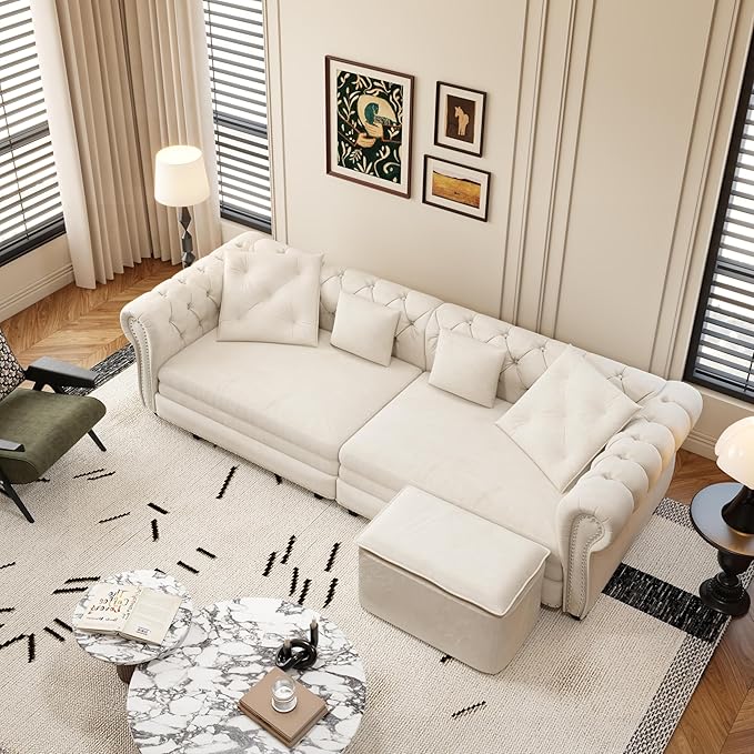 KEIKI 3-in-1 Velvet Chesterfield Sofa Bed by Unknown