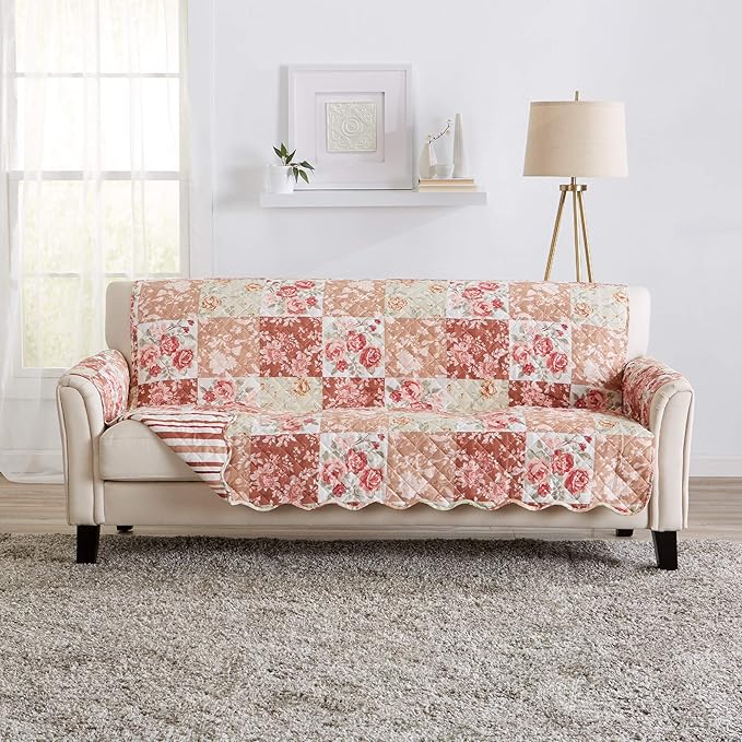 Great Bay Home Reversible Floral Patchwork Furniture Protector Scalloped Edge by GreatBayHome