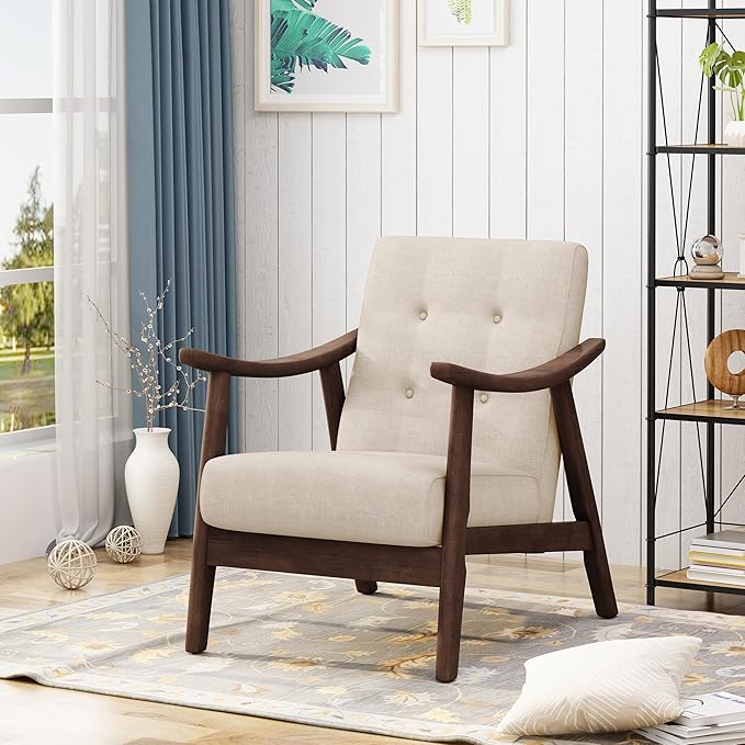 Ball & Cast Accent Chair Wide Armrest Mid-Century Lounge Living Room Chairs by BallCast