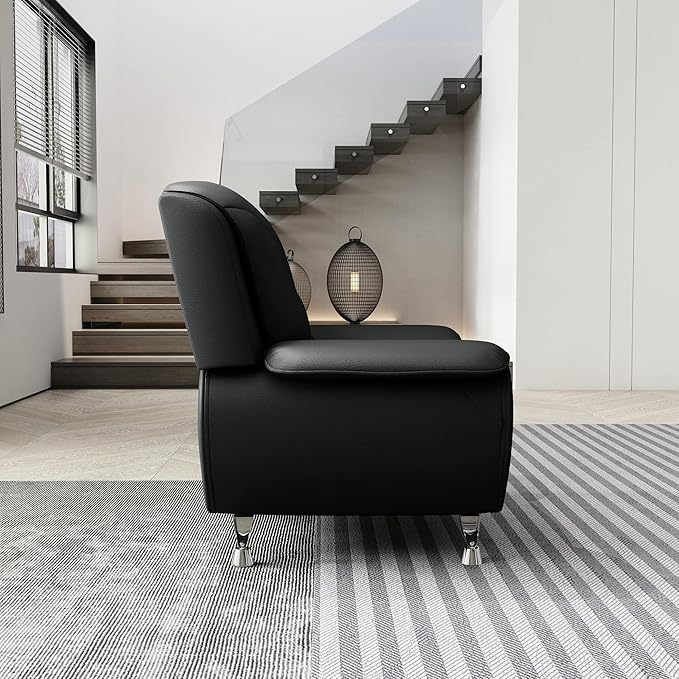 Container Furniture Direct Michael Modern Faux Leather Upholstered Stainless - Image 4