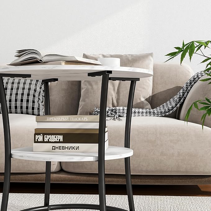 BOFENG Round Coffee Table Side Table, Round End Table - Image 5