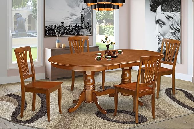 East West Furniture PLAV5-SBR-W 5 Piece Kitchen Table Set - Image 2