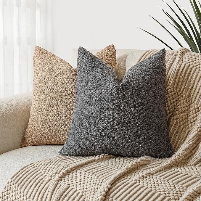Foindtower Set of 2, Decorative Textured Boucle Throw Pillow Covers Accent - Image 5