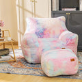 Bean Bag Chair, Sherpa Accent Beanbag Chair and Ottoman Set, Fur Faux BeanBag by Cvortll