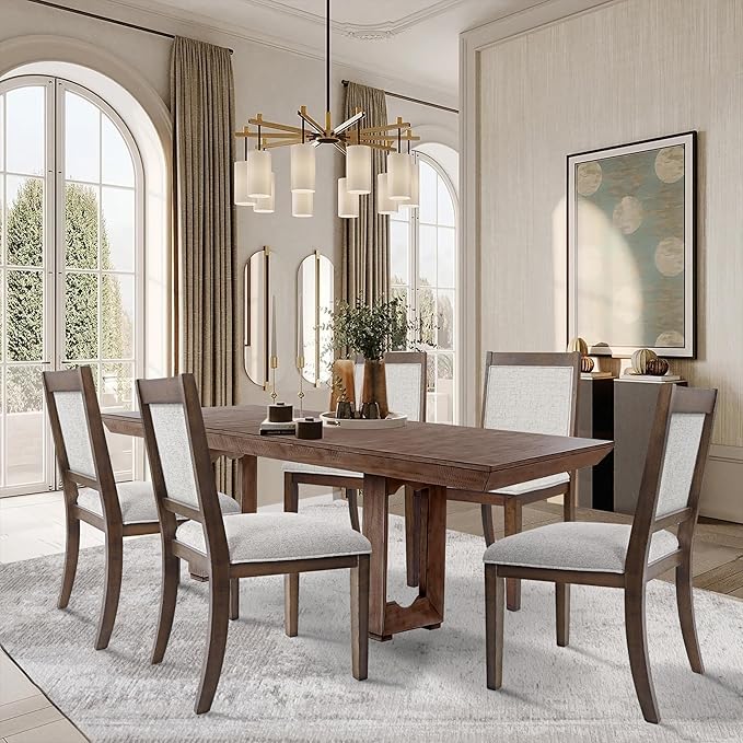 HomePop Open Back Upholstered Wood Frame Dining Chairs -Neutral Textured Solid - Image 2