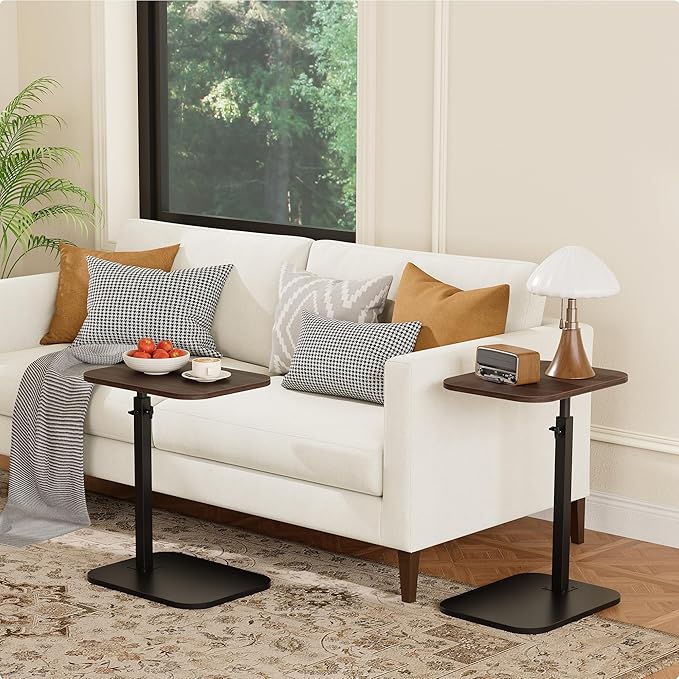 C Shaped End Table for Couch, Adjustable Height Couch Side Table, Horizontal - Image 2