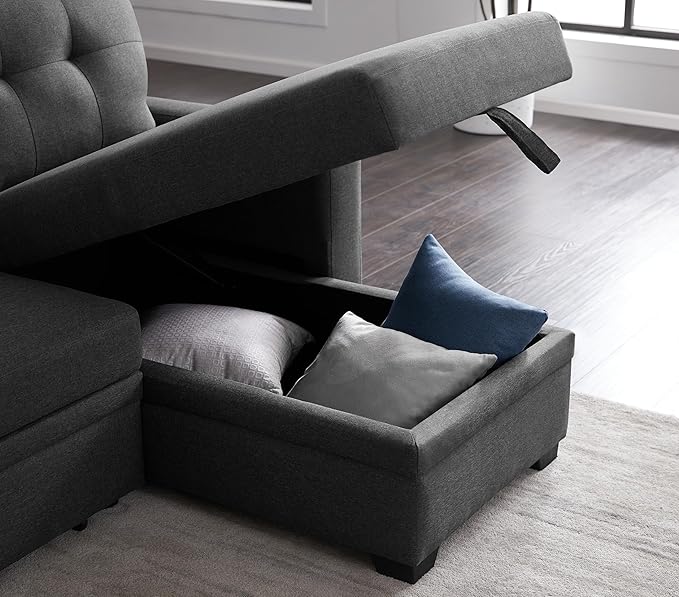 82 Inch Convertible Sleeper Sectional Sofa - Image 5