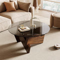 Honyee Morden Rounded Coffee Table, 30.7" x 30.7" x 16.1" Tempered Glass Top by Honyee