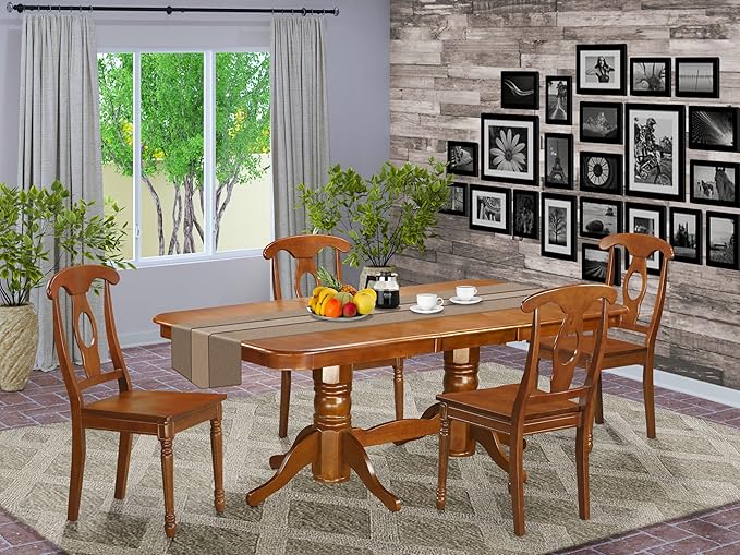 East West Furniture NANA5-SBR-W 5 Piece Dining Room Furniture Set Includes a - Image 2