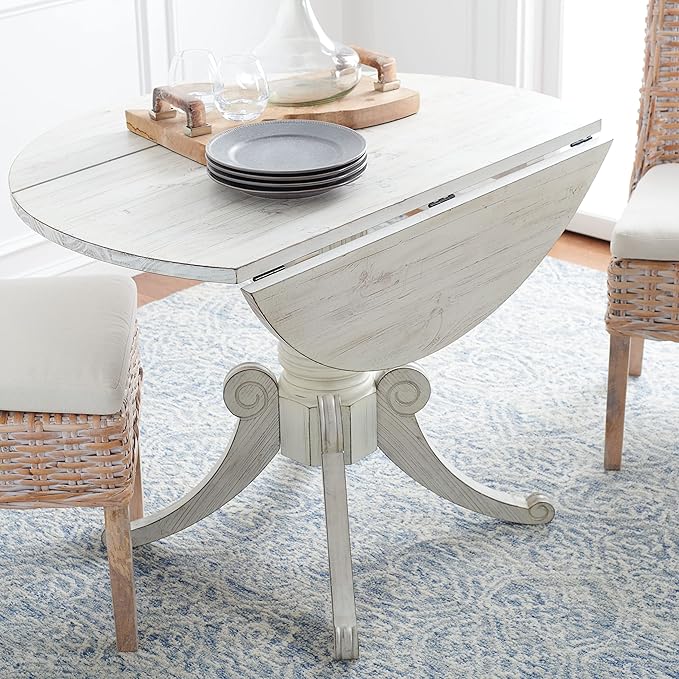 Safavieh Home Forest Traditional Antique White Drop Leaf Dining Table - Image 2