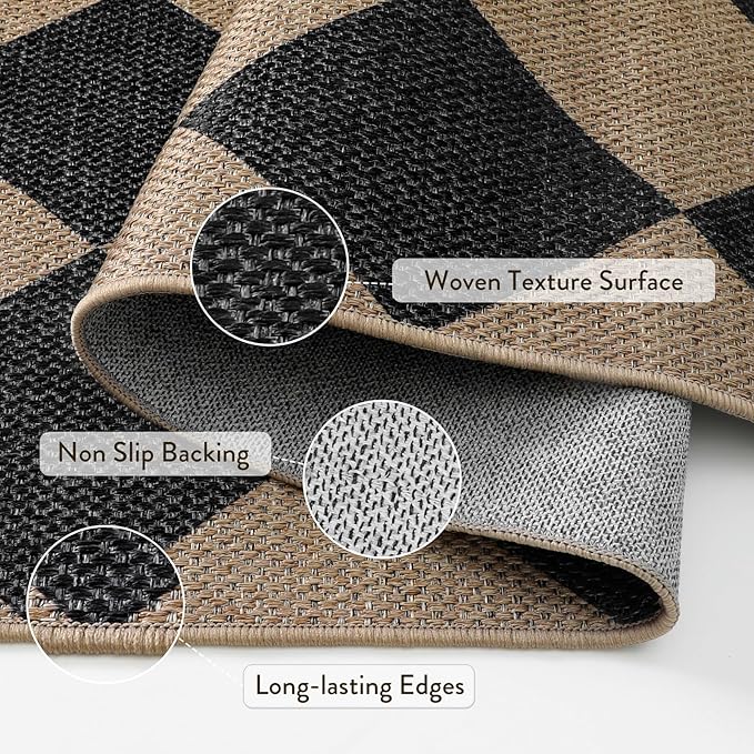 Lahome Checkered Easy Jute Runner Rug, 2x6 Kitchen Mats - Image 5