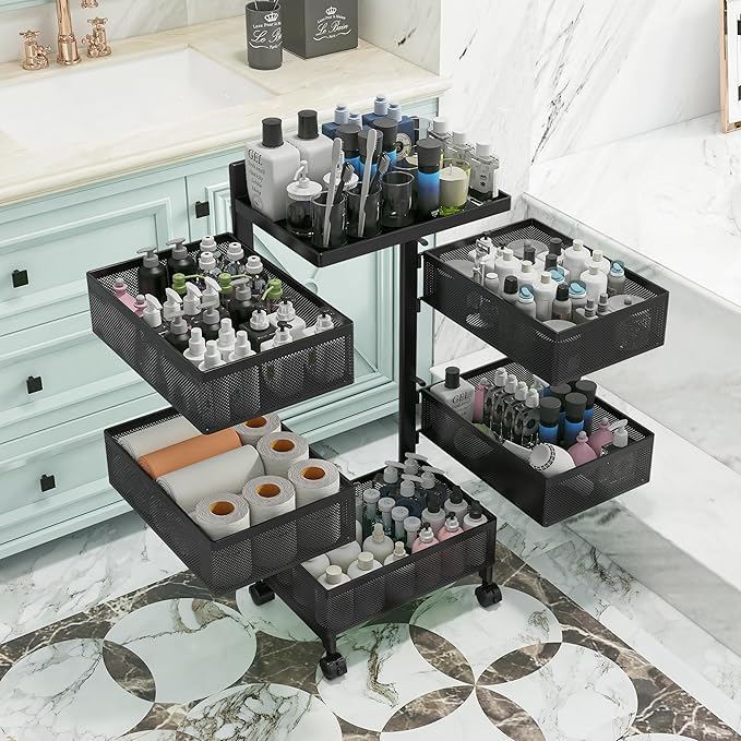 Rolling Rotating Storage Cart No Assembly Required，Bathroom Shelf Fruit and by xinyourui