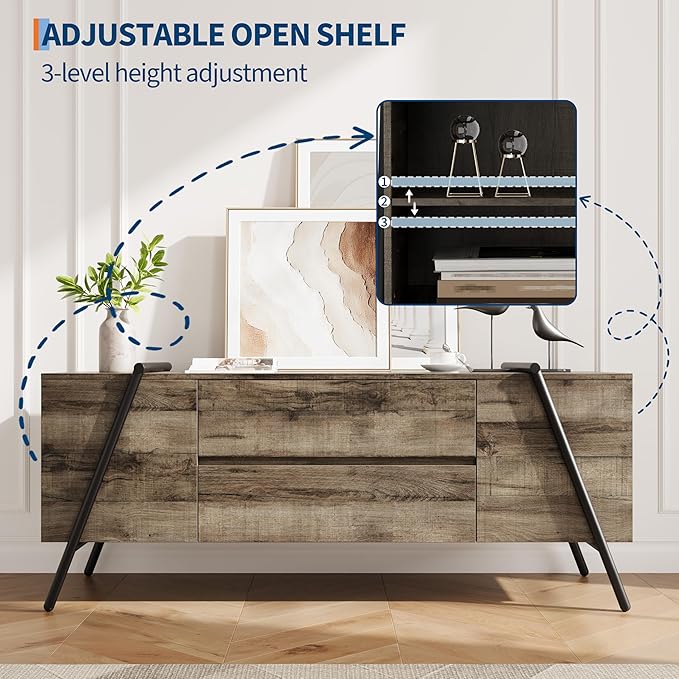 GarveeHome 55" Modern TV Stand, Entertainment Center - Image 3