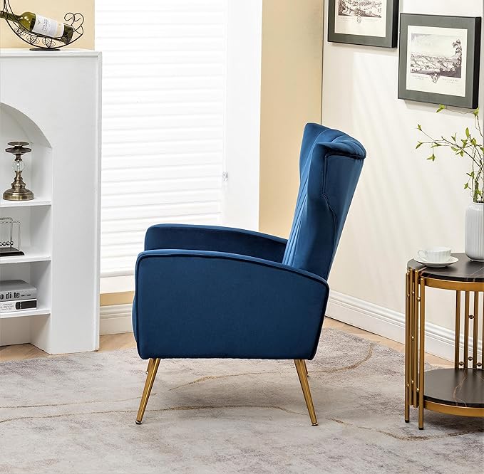 Container Furniture Direct Modern Velvet Accent Chair, Channel Tufted Bedroom - Image 4