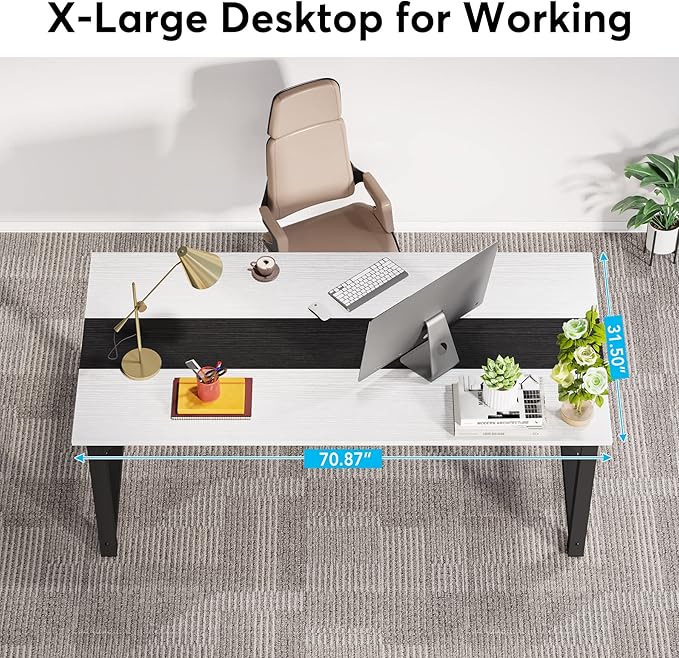 LITTLE TREE 70.8 Inch X-Large Executive Computer Office Desk - Image 6