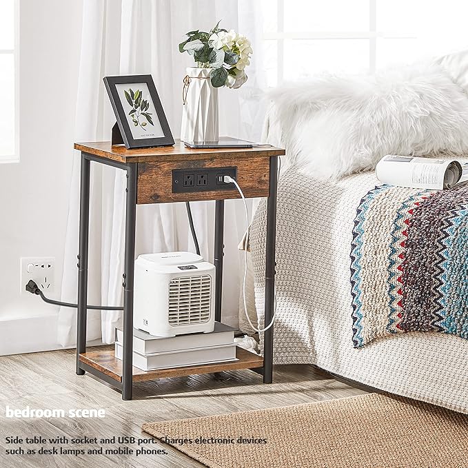 TUTOTAK Night Stand with Charging Station, End Table, Side Table with USB - Image 9
