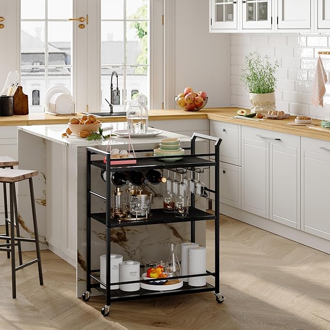 3 Tier Bar Cart, Home Bar Serving Cart - Image 4