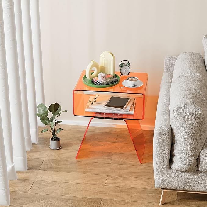 Acrylic Side Table with Easy Assembly Mini Modern End Table/Nightstand - Image 2