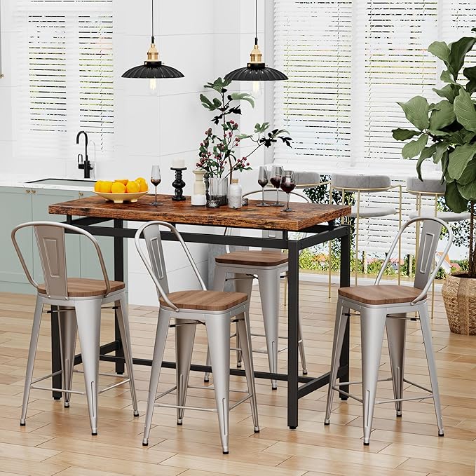 Changjie Furniture 30 Inches Metal Barstools Set of 4 Counter Height Bar Stools - Image 5