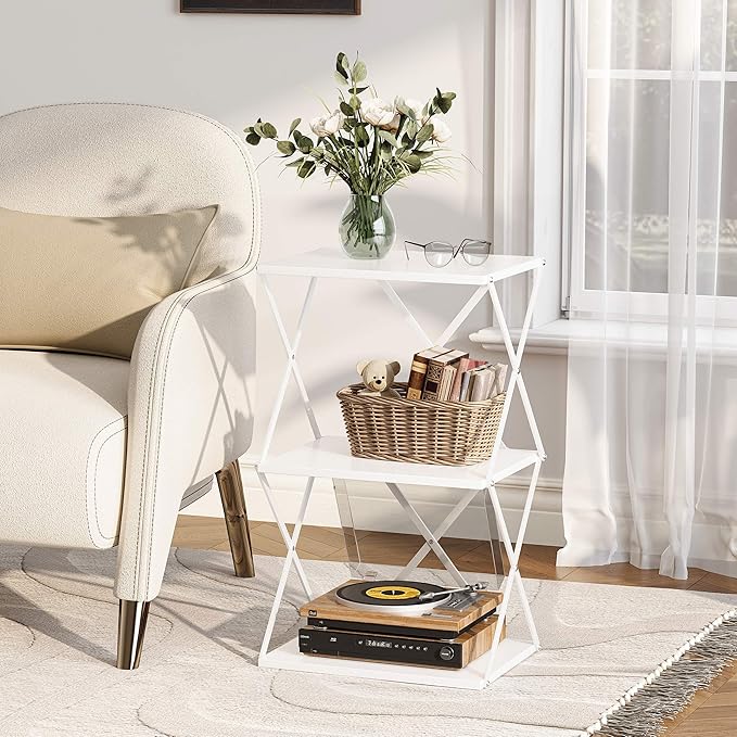 3-Tier End Table Set of 2 Small Side Table Tall Bedside Night Stand - Image 5