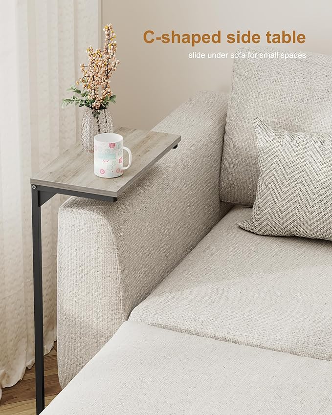 TUTOTAK C Shaped End Table, Small Side Table, 28.7 inch Tall Couch Table - Image 4