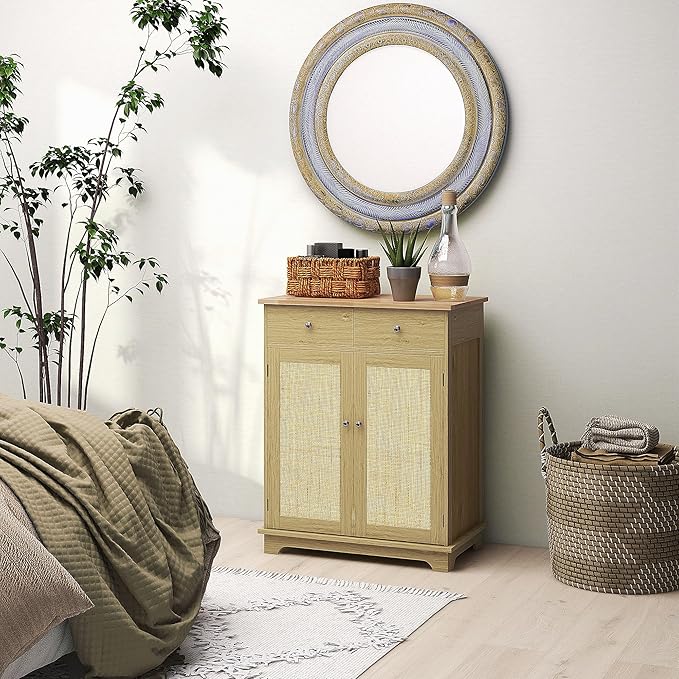 HOMCOM Sideboard with Solid Wood Countertop, Modern Kitchen Storage Cabinet - Image 8