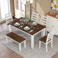 6 Pieces Dining Table Set with 1 Bench & 4 Ergonomic Designed Chairs, Wooden by Unknown