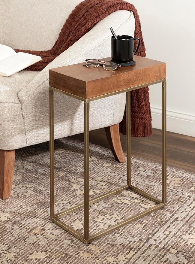 Kate and Laurel Karlsen Mid-Century Wood and Metal Narrow Side Table; 16 x 24 x - Image 2