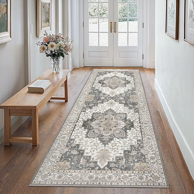 GENIMO 2'6''x10 Runner Rugs for Hallway, Machine Washable Non Slip Vintage Rugs - Image 2