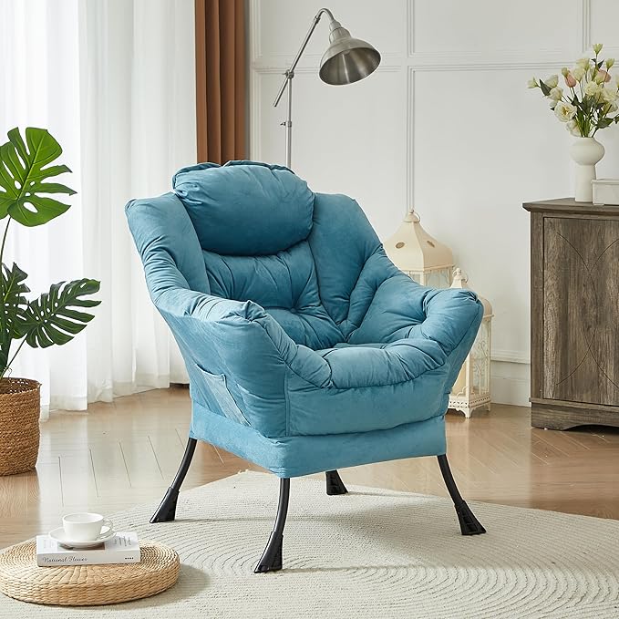 HollyHOME Fabric Large Lazy Chair, Accent Reading Chair, Cozy Lounge Chair - Image 2