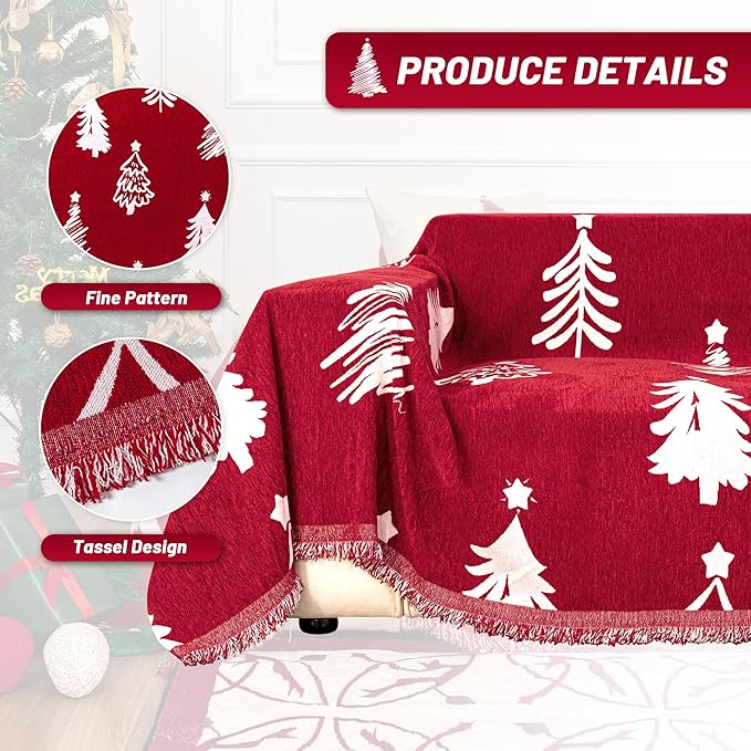 MYSKY HOME 71X102 inches Chair Christmas Couch Cover, Sectional Sofa Covers - Image 3