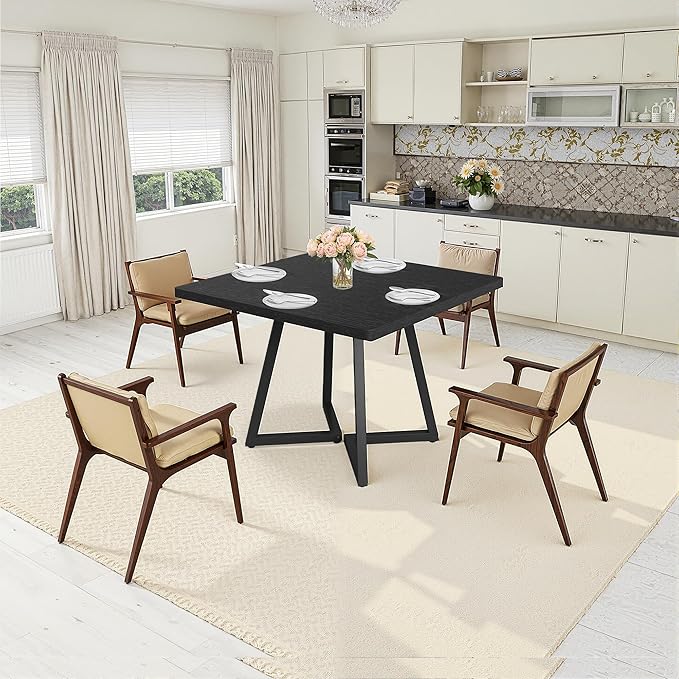 Square Dining Table for 4, 31.5-Inch Farmhouse Dinner Table Wooden Kitchen - Image 8