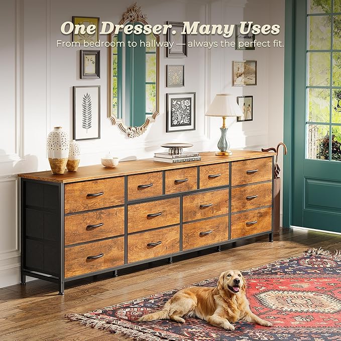 Huuger 70 Inch Dresser for Bedroom, TV Stand for 65, 80 Inch TV, 13 Fabric - Image 5
