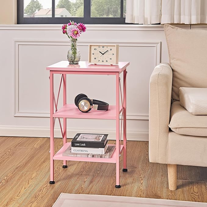 VECELO End Table, Bedside Table, X-Design Reinforced Nightstands, Side Table - Image 4