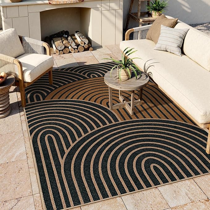 Lahome Modern Rainbow Easy Jute Carpet, Washable Rugs 5x7 - Image 5
