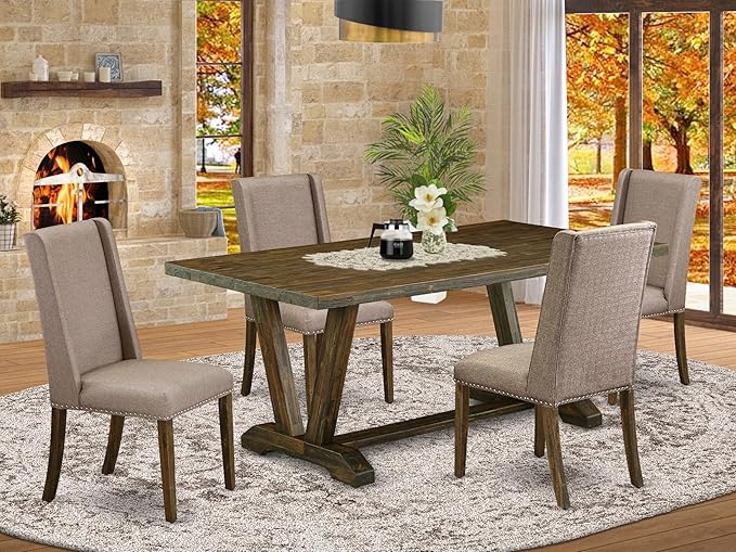 East West Furniture V777FL716-5 5 Piece Dining Table Set - Image 2