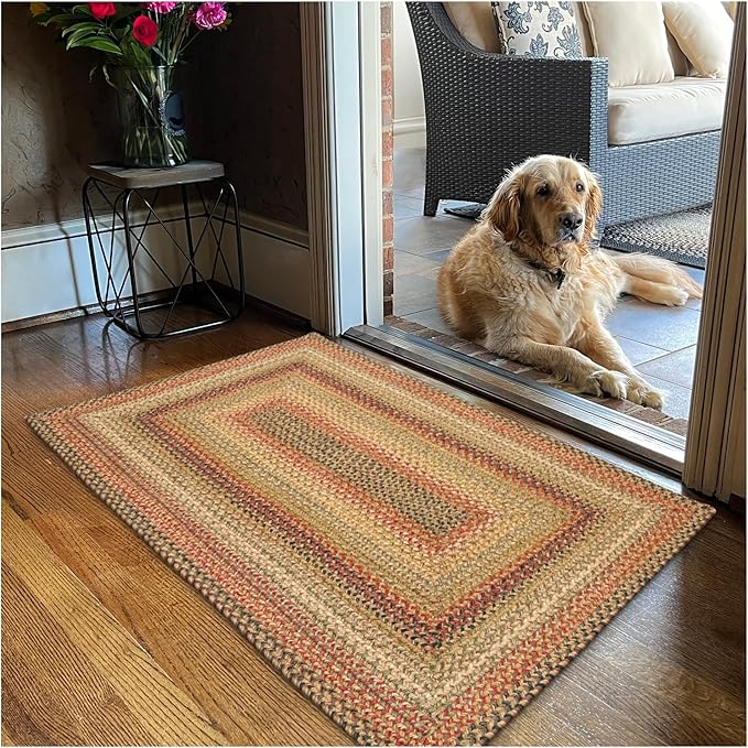 Kingston Country Kitchen Rugs 20x30– A Jute Braided Multi Color Rug to Use in by Homespice