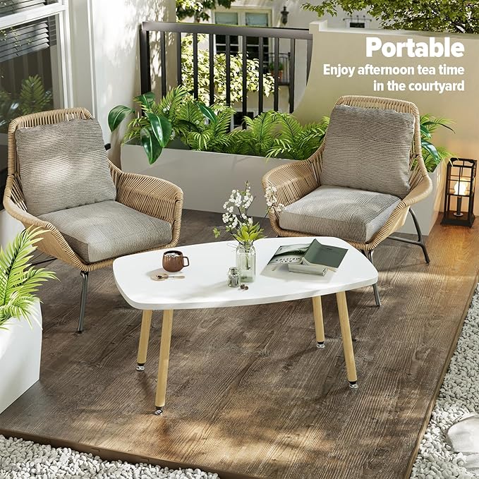 WOHOMO Folding Coffee Table 39.3'' White Coffee Tables - Image 7