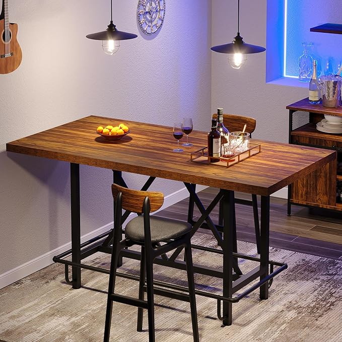 Tribesigns Bar Table, Industrial Counter Height Pub Table - Image 3