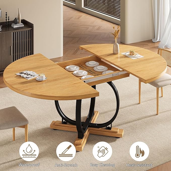 59" Round Extendable Dining Table - Image 7