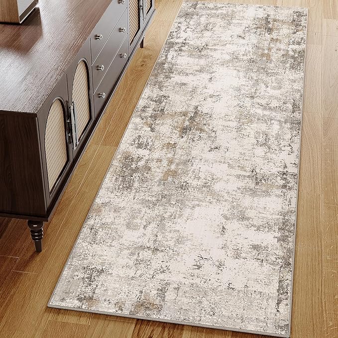 2x6 Washable Runner Rug Brown Grey Neutral Abstract Hallway Kitchen Living Room - Image 4