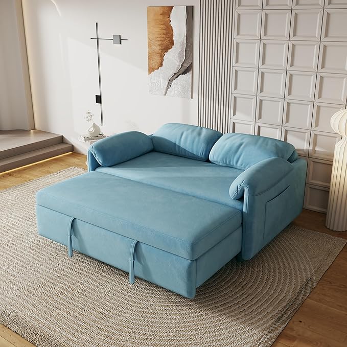 ERYE 3 in 1 Loveseat Sofa Convertible Sleeper Sofabed, Functional Recliner - Image 5