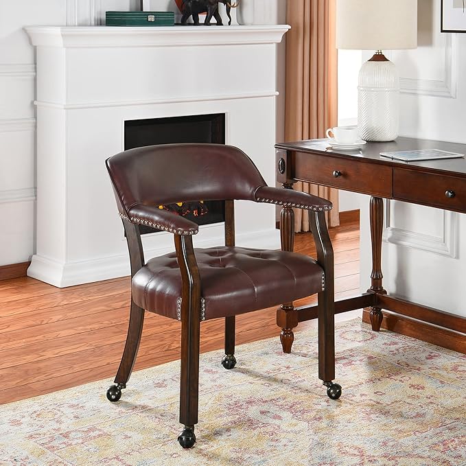 LEEMTORIG Dining Chairs with Casters and Arm, Large Rolling Dining Chairs with - Image 2