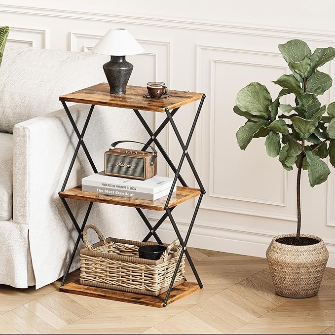 3-Tier End Table Set of 2 Small Side Table Tall Bedside Night Stand - Image 7